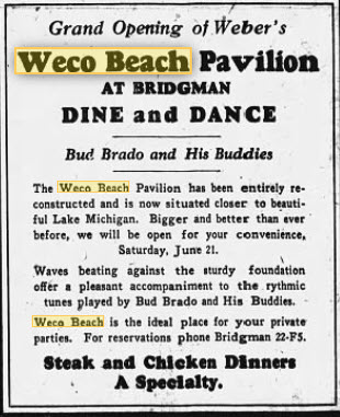 Weko Beach Pavillion (Weco Beach) - June 20 1930 Ad